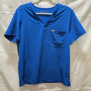 Figs Technical Collection cobalt blue woman's scrub top large pocket